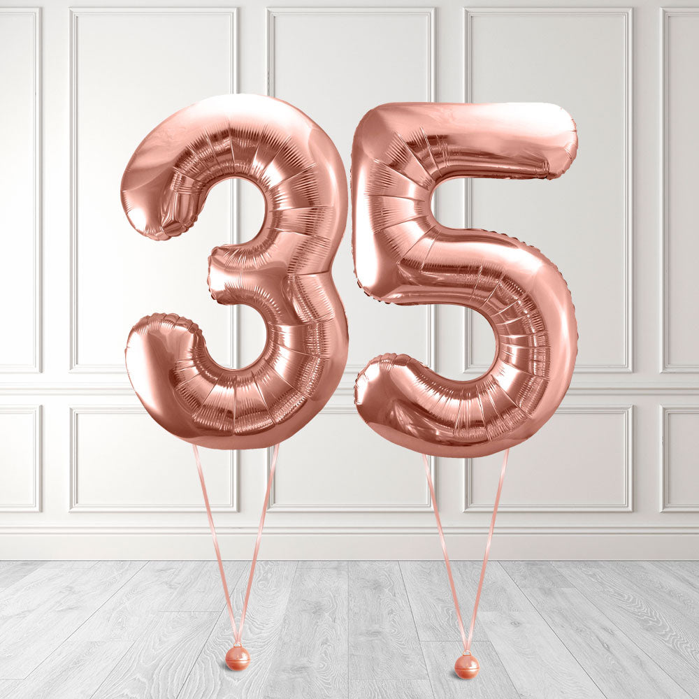 Tallballong Kit Rosegull med Helium - Velg ditt tall