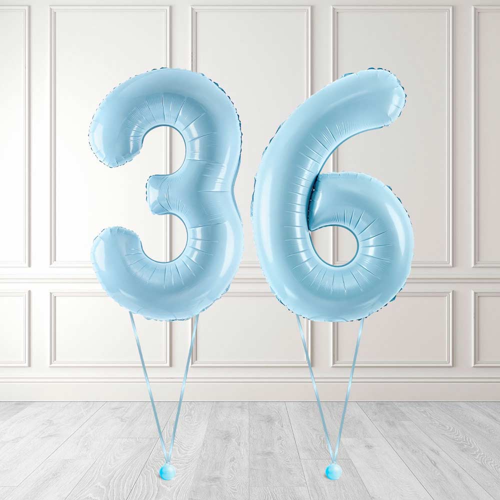 Tallballong Kit Baby Blå med Helium - Velg ditt tall