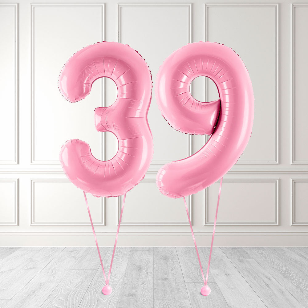 Tallballong Kit Baby Rosa med Helium - Velg ditt tall