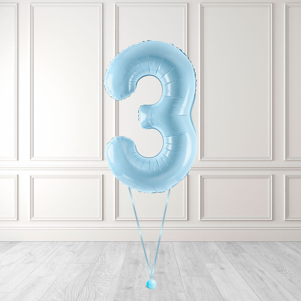 Tallballong Kit Baby Blå med Helium - Velg ditt tall