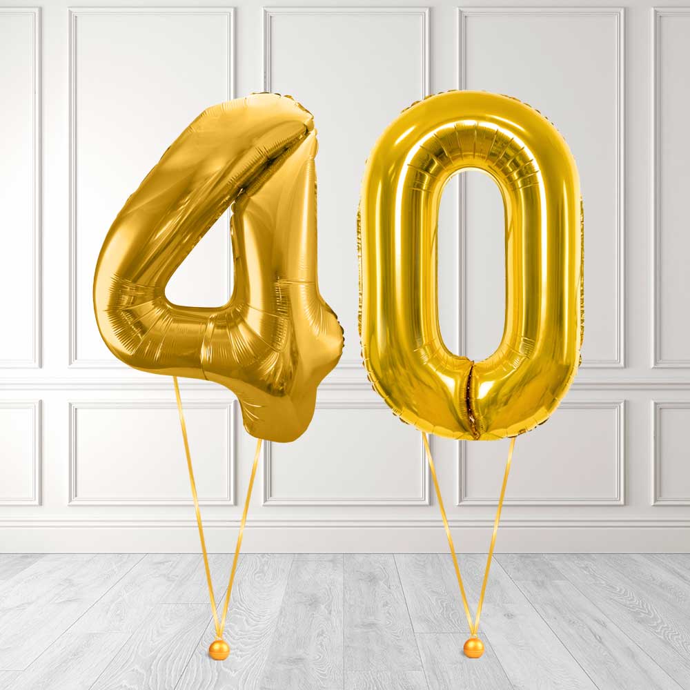 Tallballong Kit Gull med Helium - Velg ditt tall