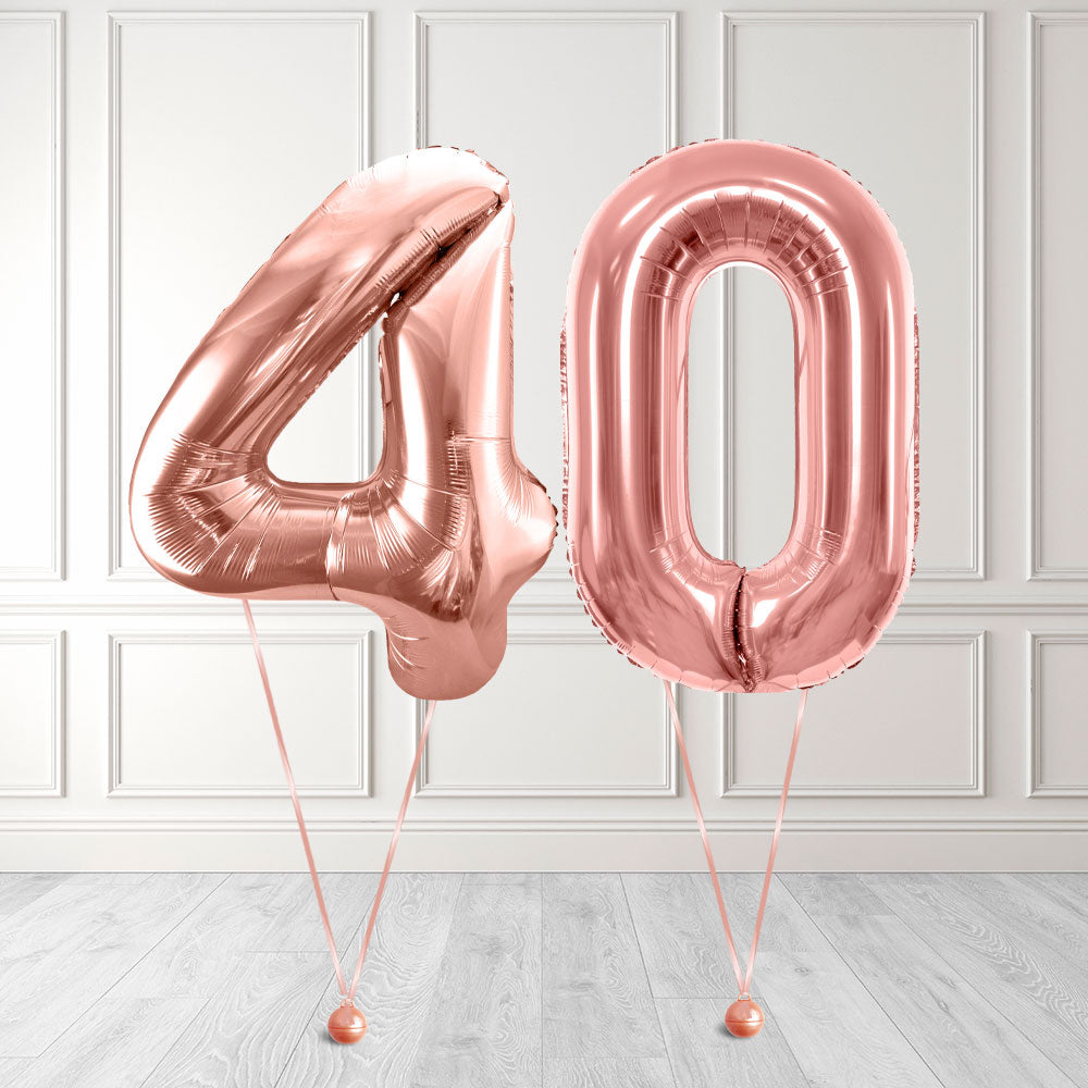 Tallballong Kit Rosegull med Helium - Velg ditt tall