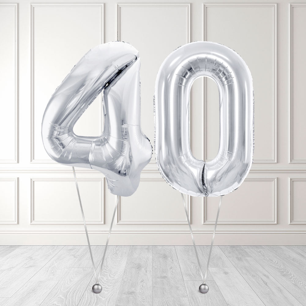 Tallballong Kit Sølv med Helium - Velg ditt tall