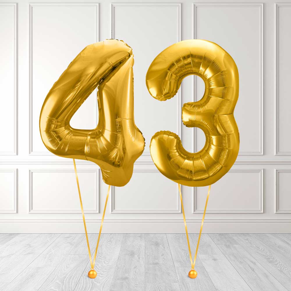 Tallballong Kit Gull med Helium - Velg ditt tall