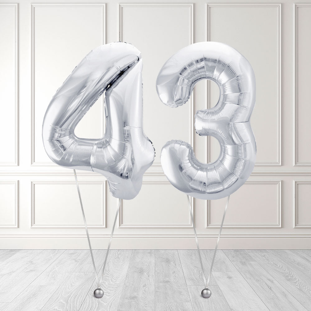 Tallballong Kit Sølv med Helium - Velg ditt tall