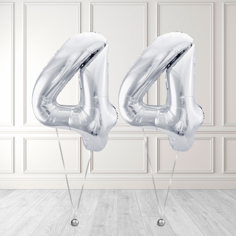 Tallballong Kit Sølv med Helium - Velg ditt tall