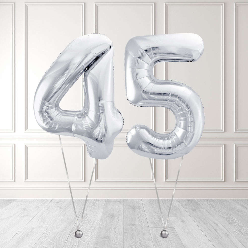 Tallballong Kit Sølv med Helium - Velg ditt tall