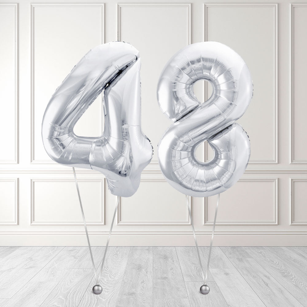 Tallballong Kit Sølv med Helium - Velg ditt tall