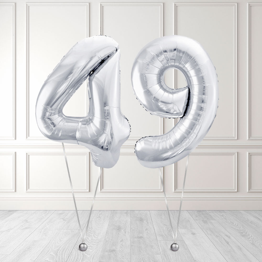 Tallballong Kit Sølv med Helium - Velg ditt tall