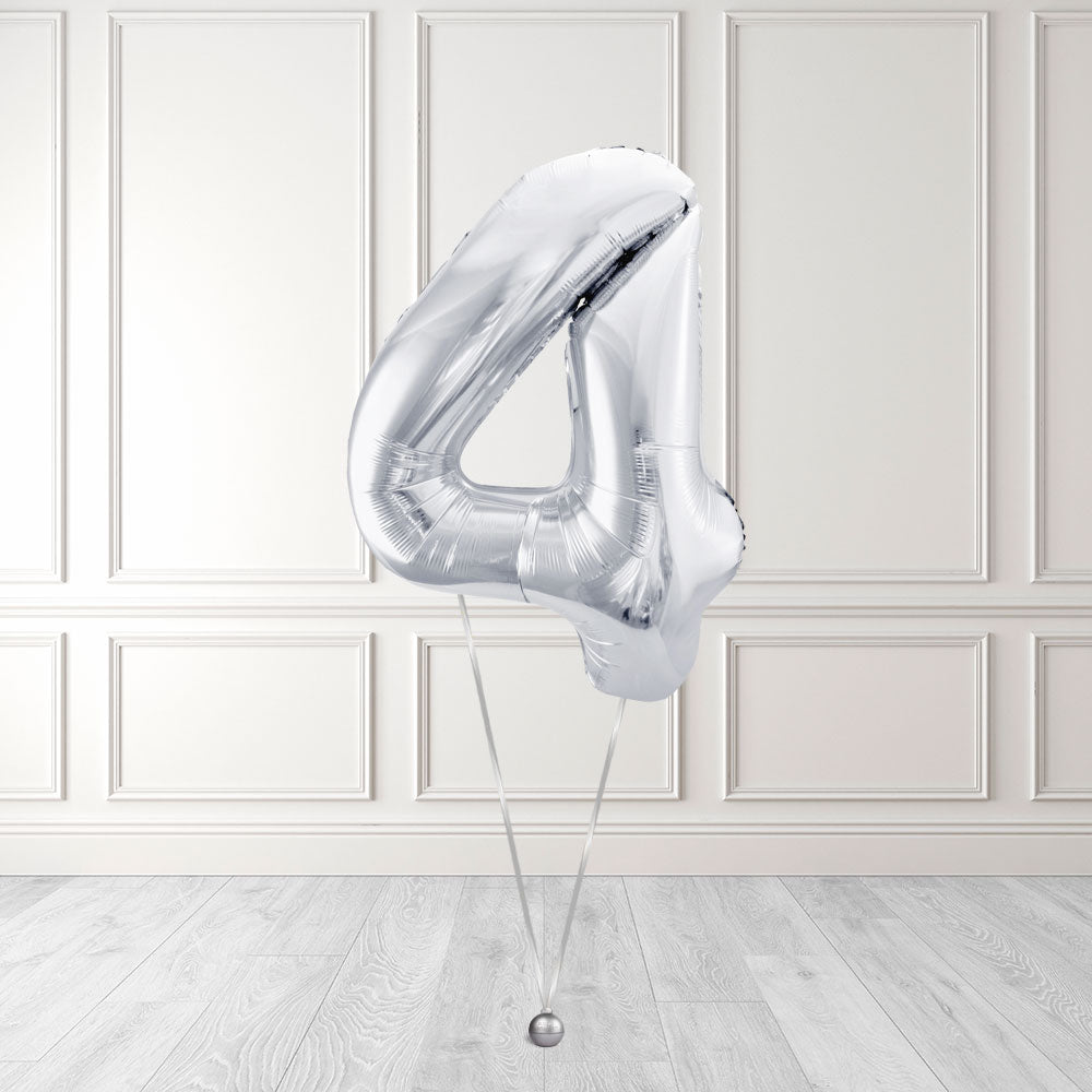 Tallballong Kit Sølv med Helium - Velg ditt tall