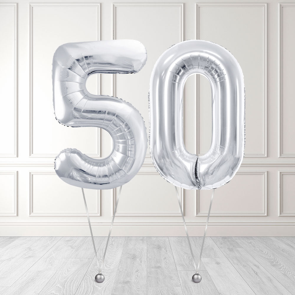 Tallballong Kit Sølv med Helium - Velg ditt tall