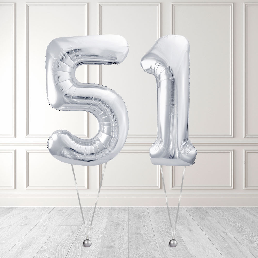 Tallballong Kit Sølv med Helium - Velg ditt tall