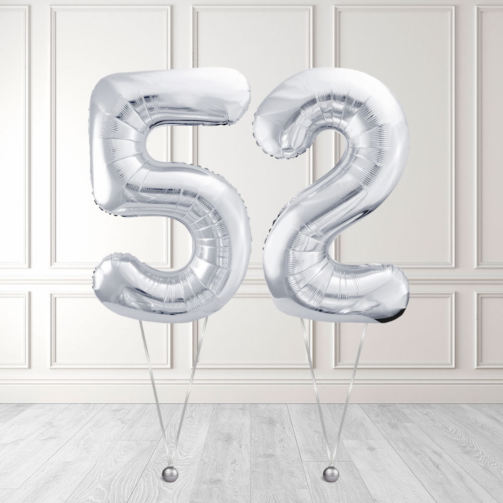 Tallballong Kit Sølv med Helium - Velg ditt tall