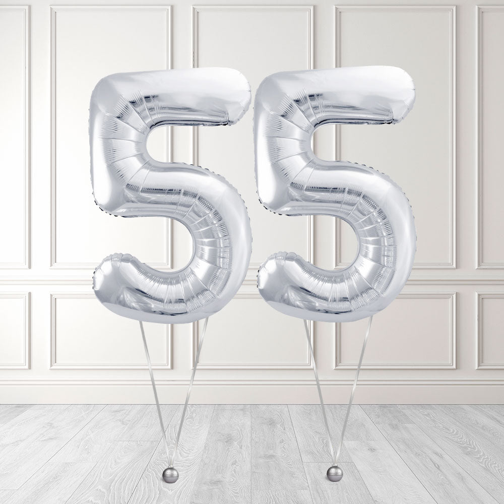 Tallballong Kit Sølv med Helium - Velg ditt tall
