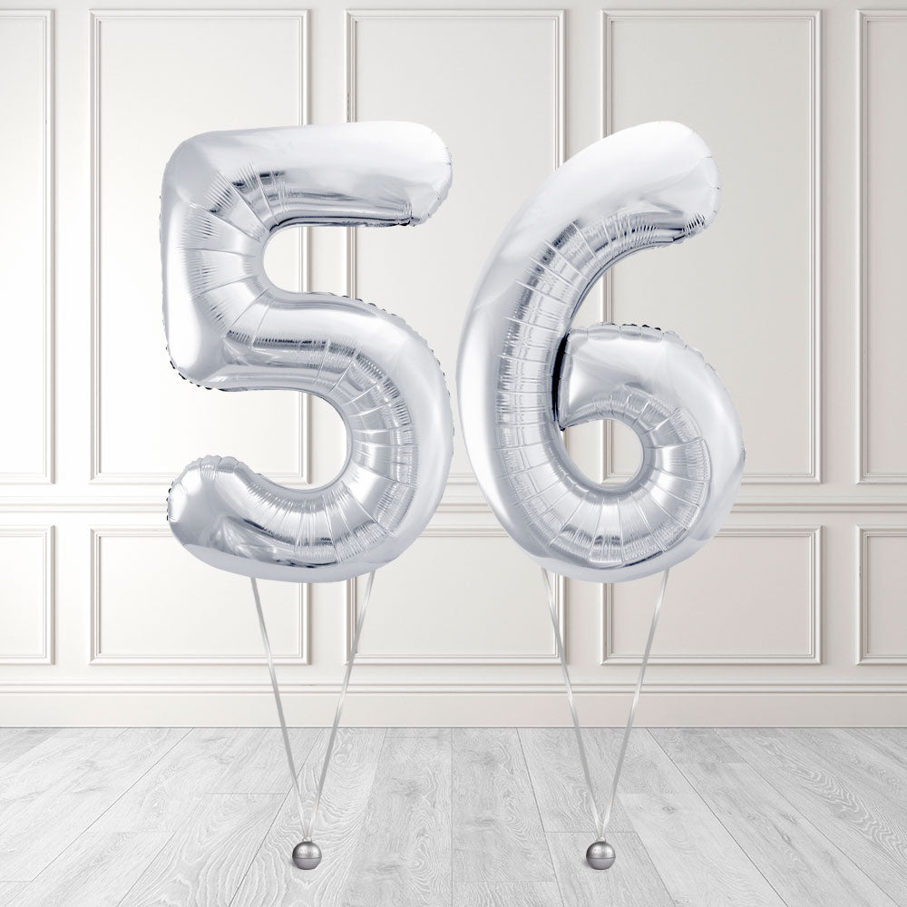Tallballong Kit Sølv med Helium - Velg ditt tall