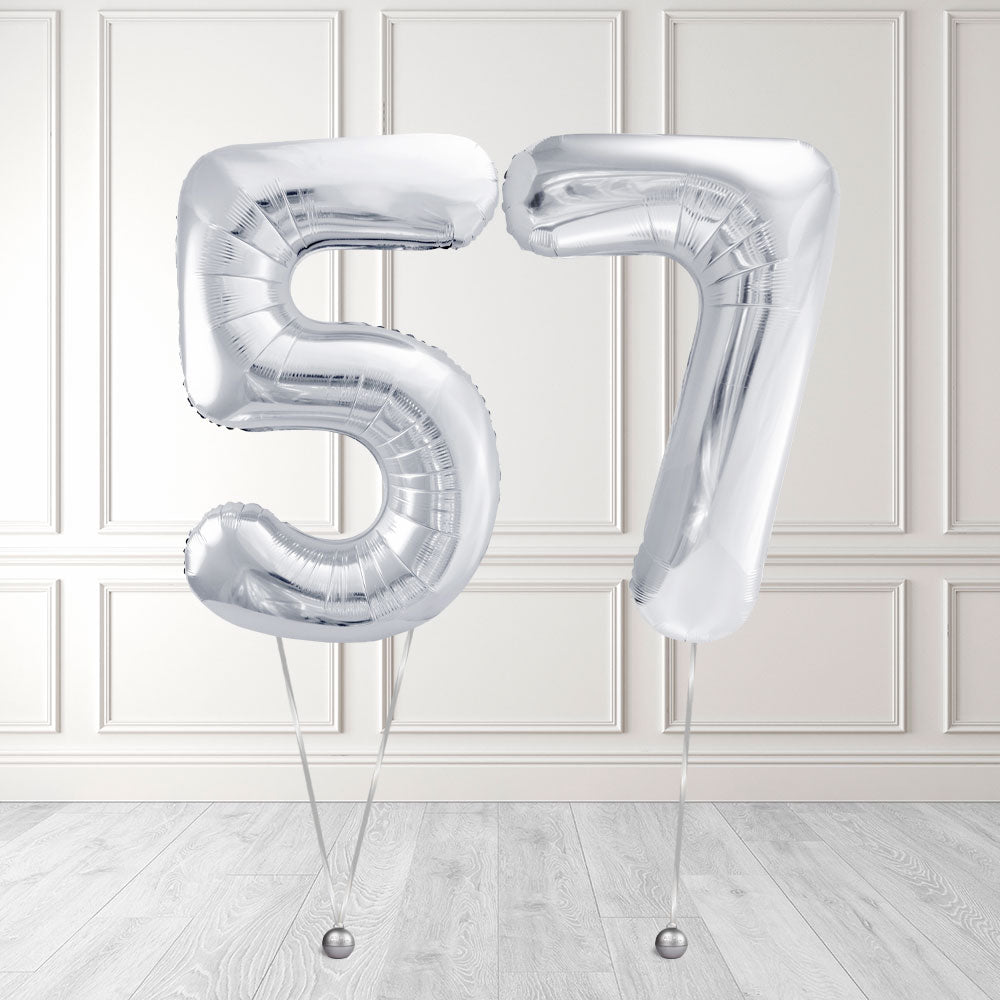 Tallballong Kit Sølv med Helium - Velg ditt tall