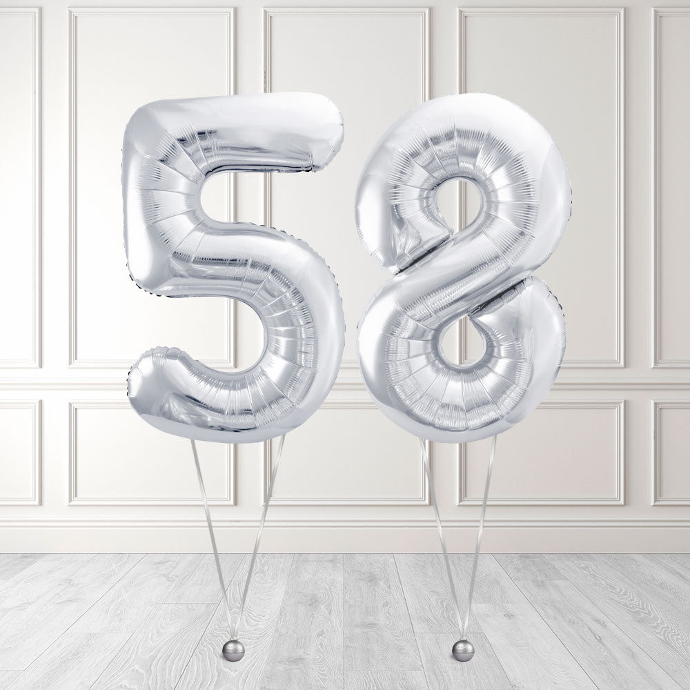 Tallballong Kit Sølv med Helium - Velg ditt tall