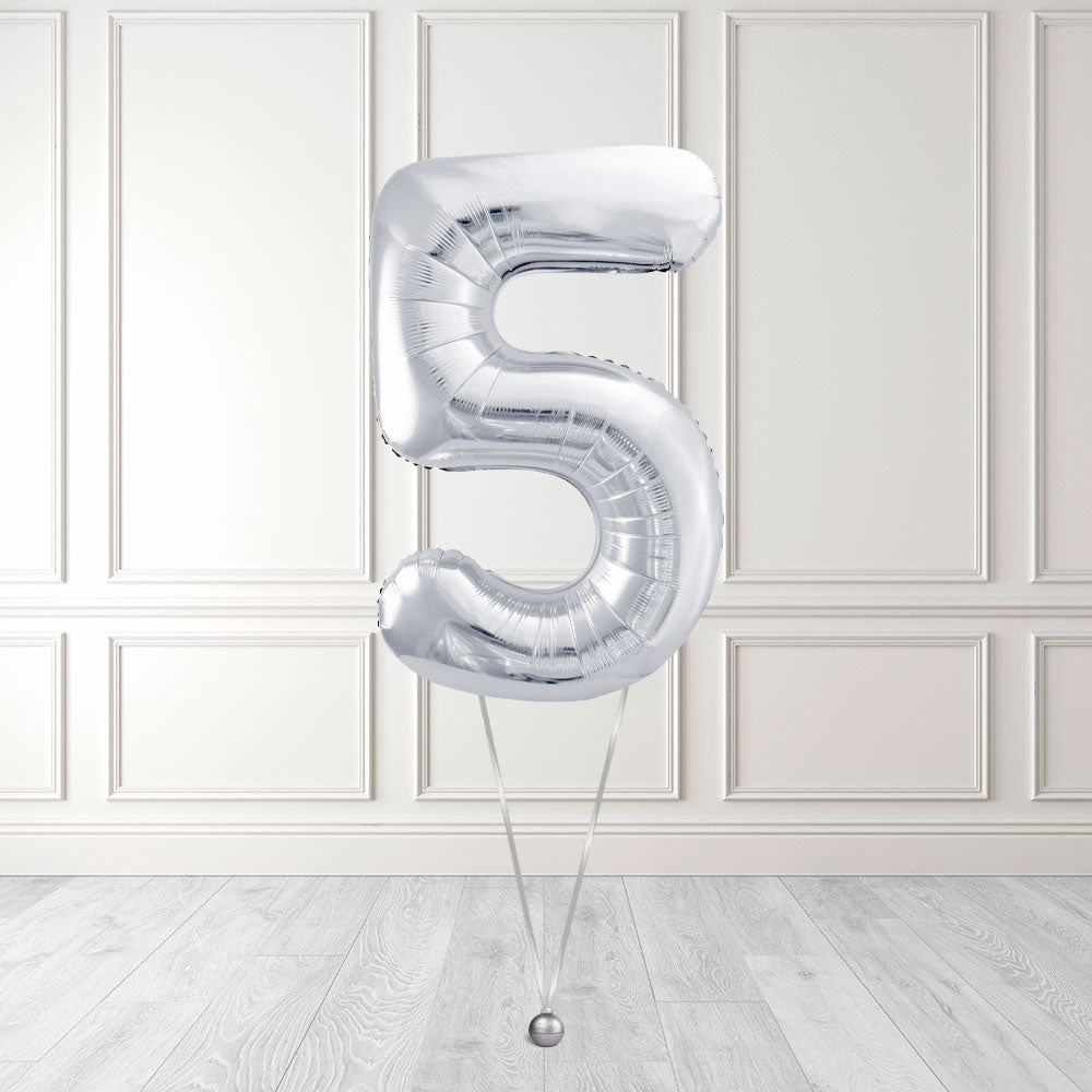Tallballong Kit Sølv med Helium - Velg ditt tall