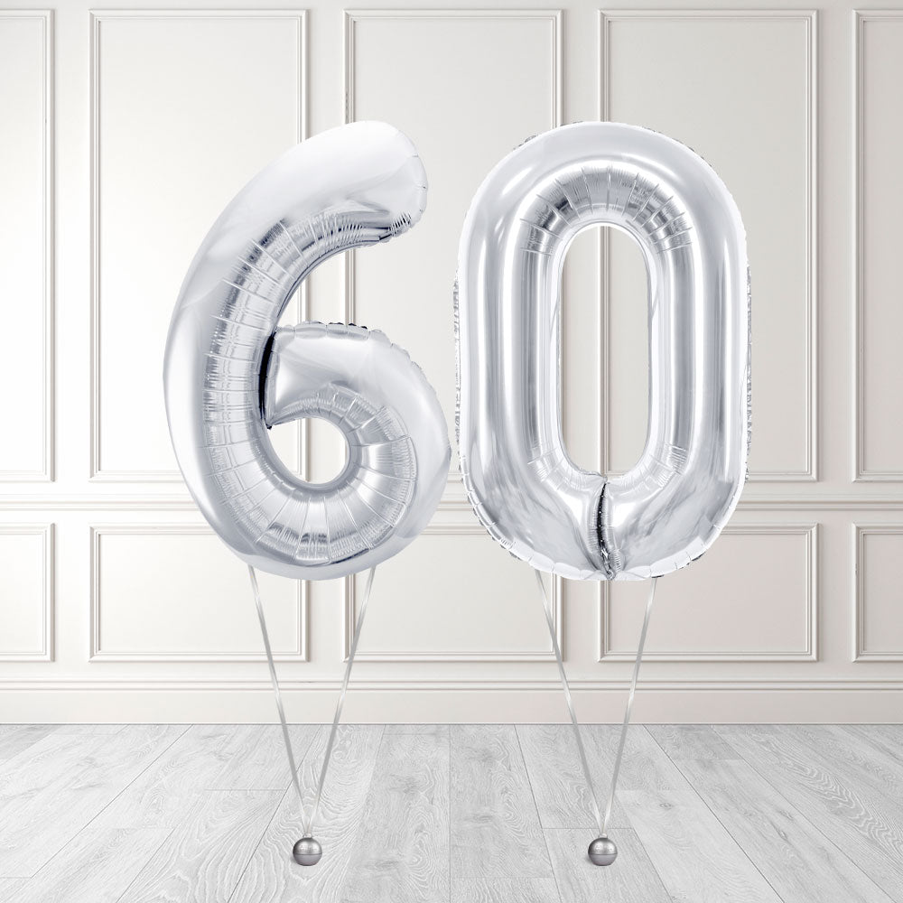 Tallballong Kit Sølv med Helium - Velg ditt tall