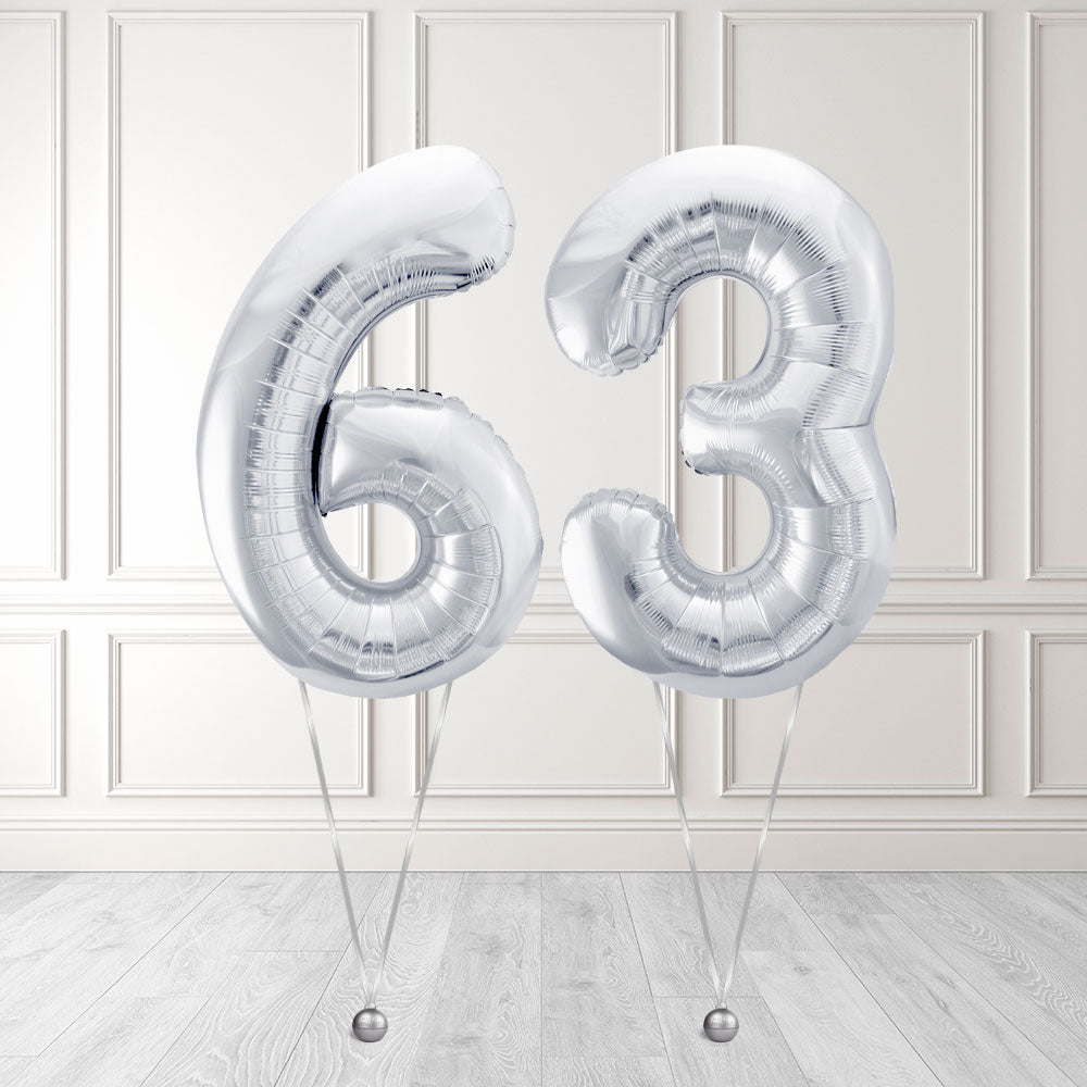 Tallballong Kit Sølv med Helium - Velg ditt tall