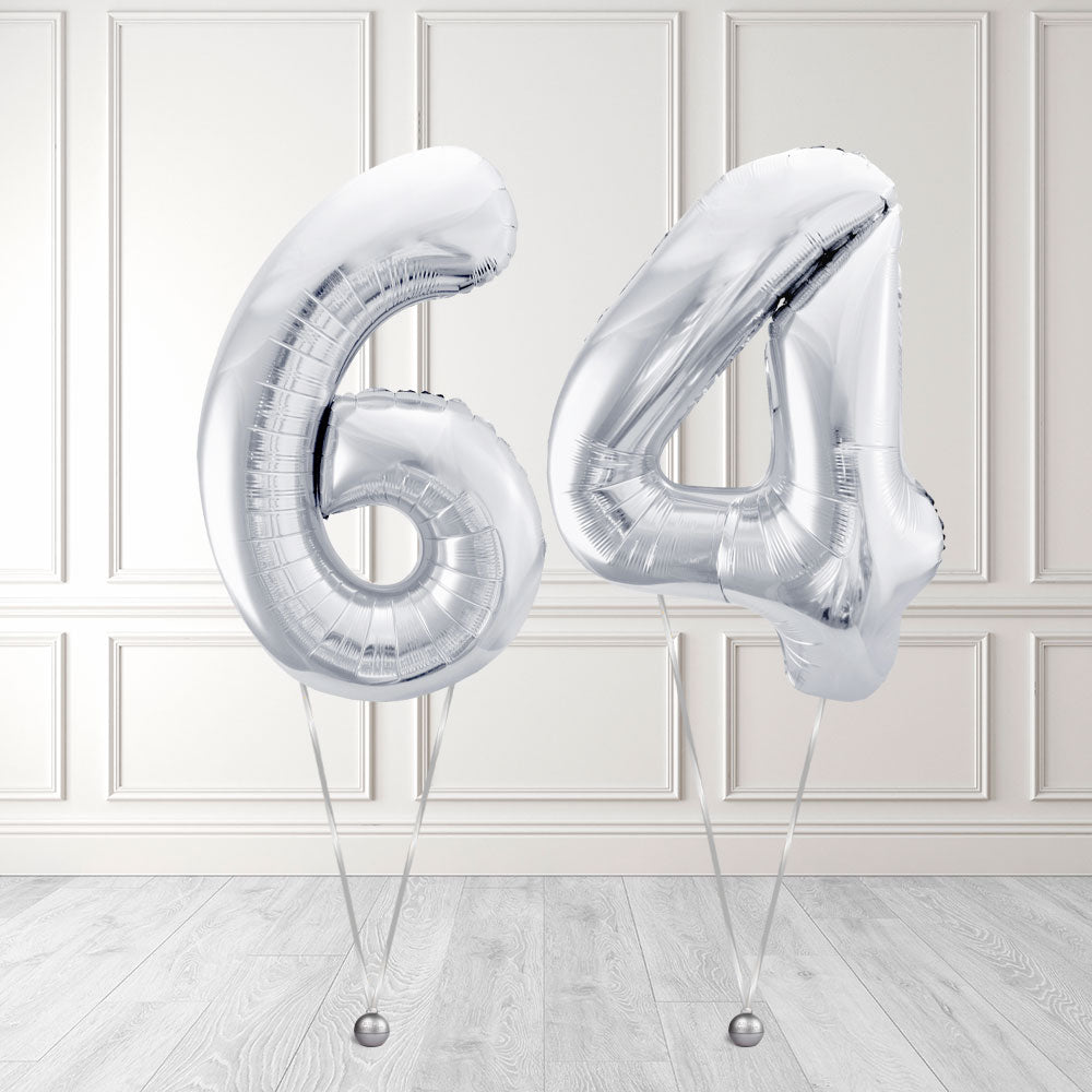 Tallballong Kit Sølv med Helium - Velg ditt tall