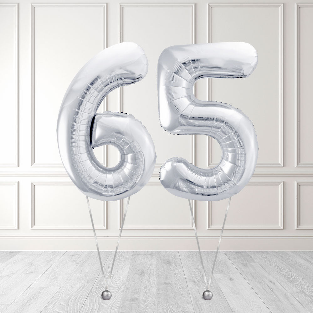 Tallballong Kit Sølv med Helium - Velg ditt tall