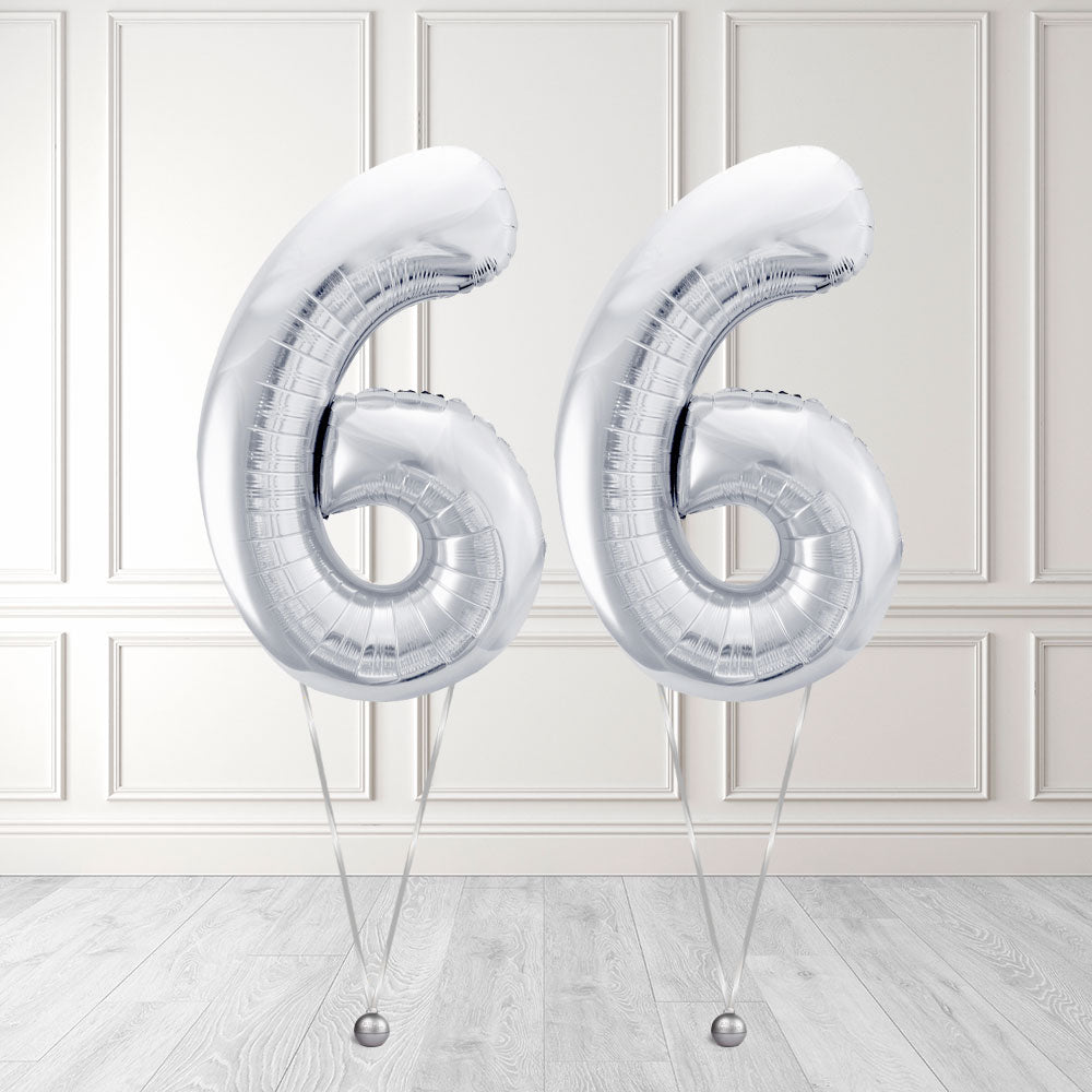 Tallballong Kit Sølv med Helium - Velg ditt tall