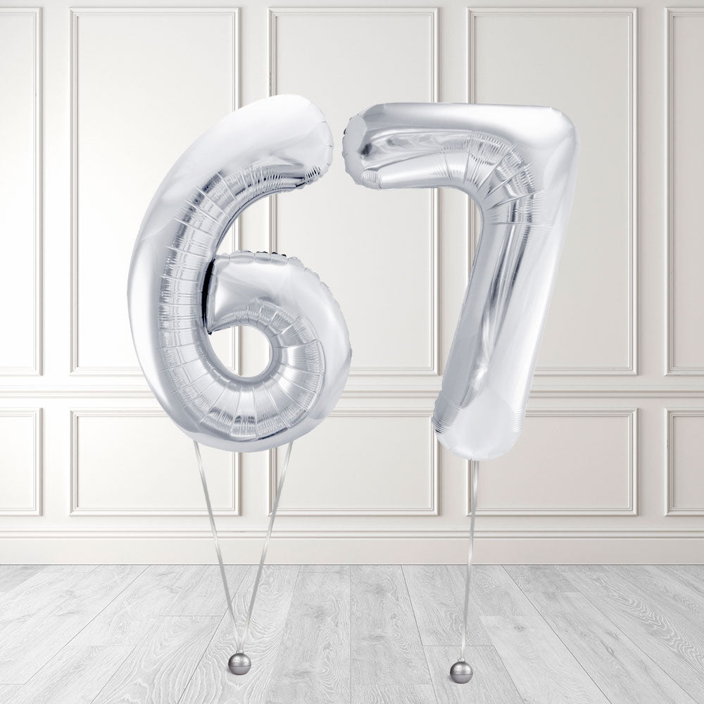 Tallballong Kit Sølv med Helium - Velg ditt tall