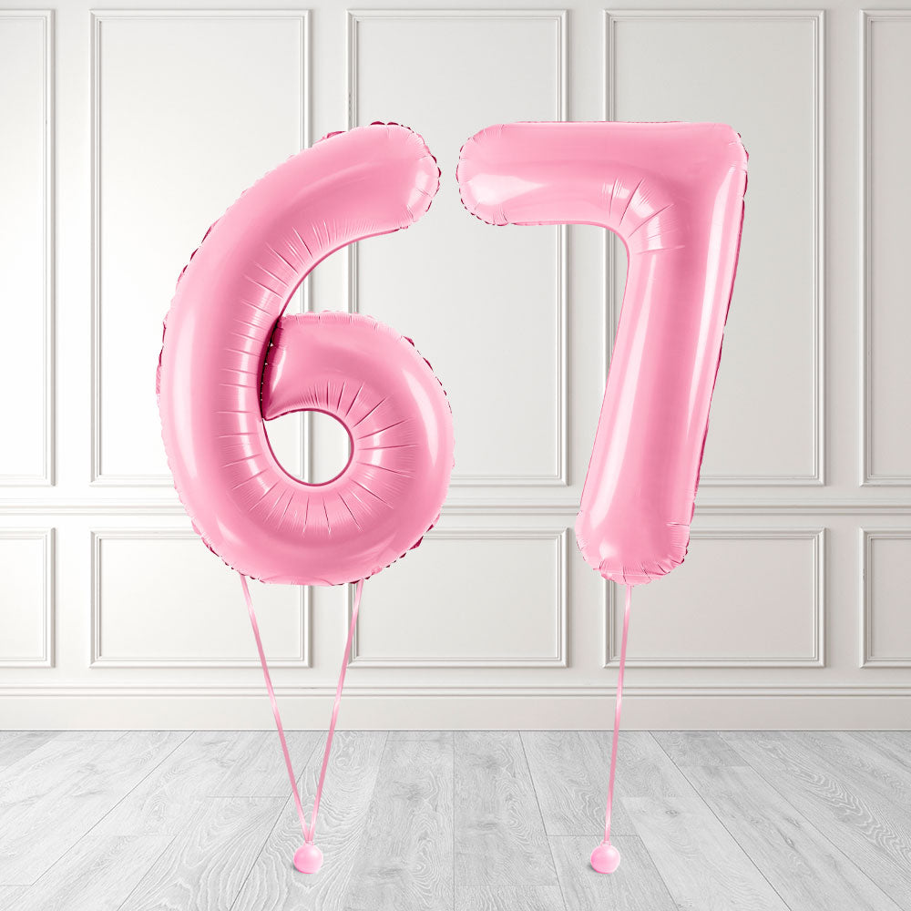 Tallballong Kit Baby Rosa med Helium - Velg ditt tall