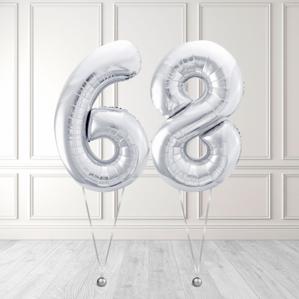 Tallballong Kit Sølv med Helium - Velg ditt tall