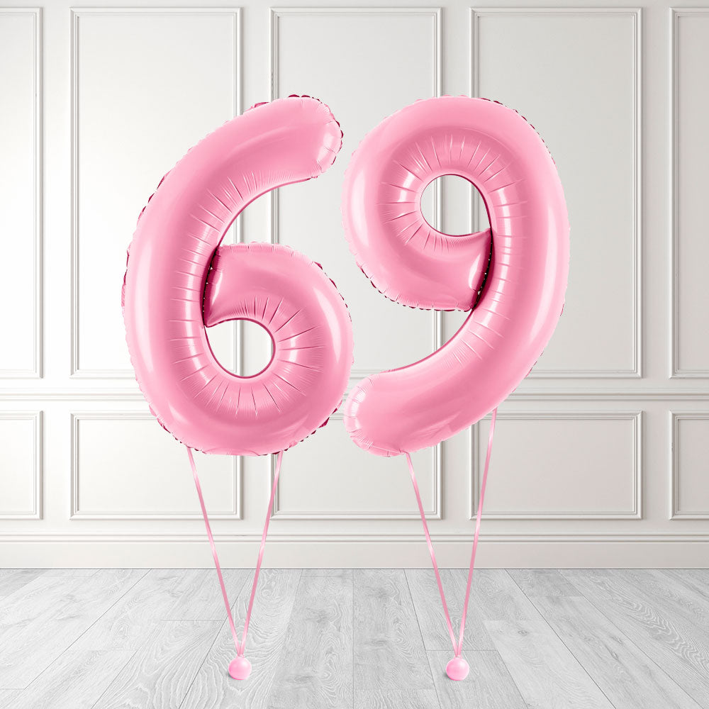 Tallballong Kit Baby Rosa med Helium - Velg ditt tall