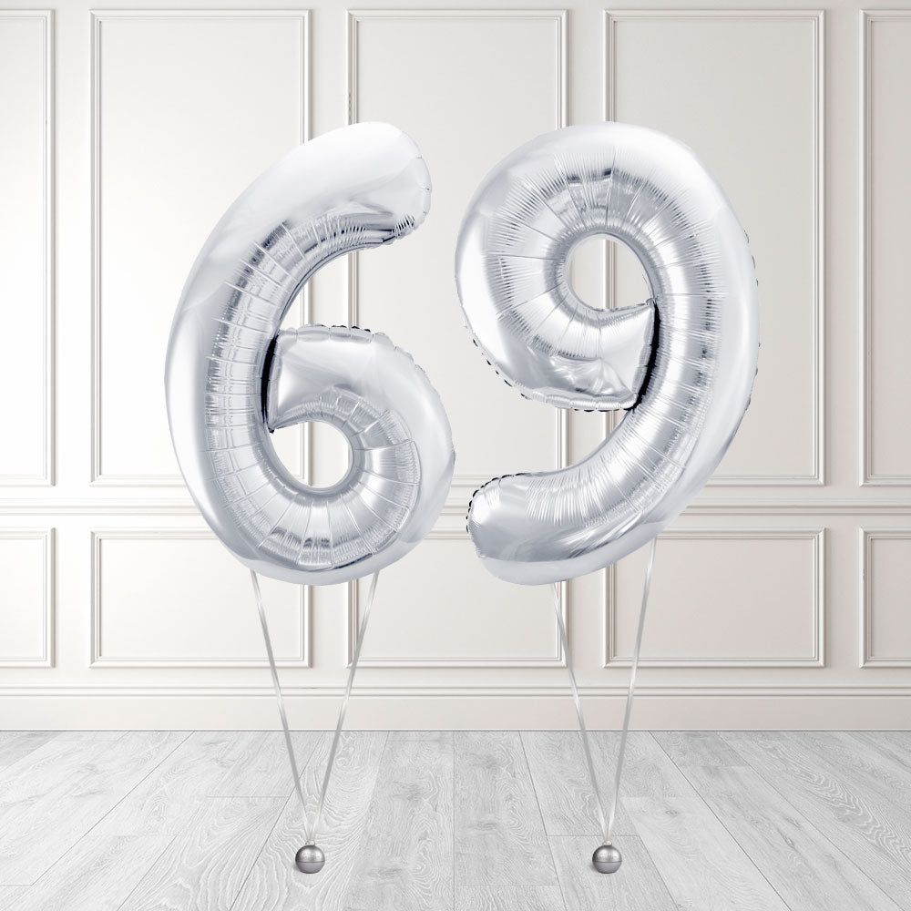 Tallballong Kit Sølv med Helium - Velg ditt tall