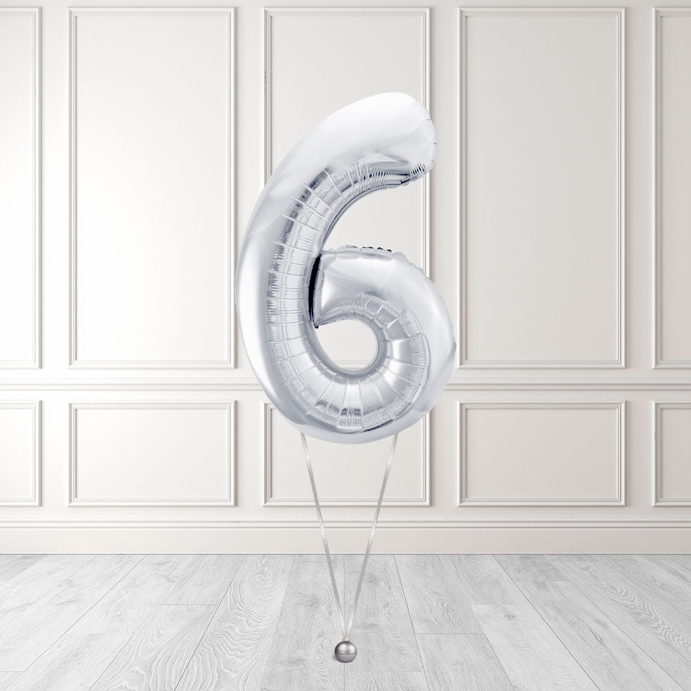Tallballong Kit Sølv med Helium - Velg ditt tall