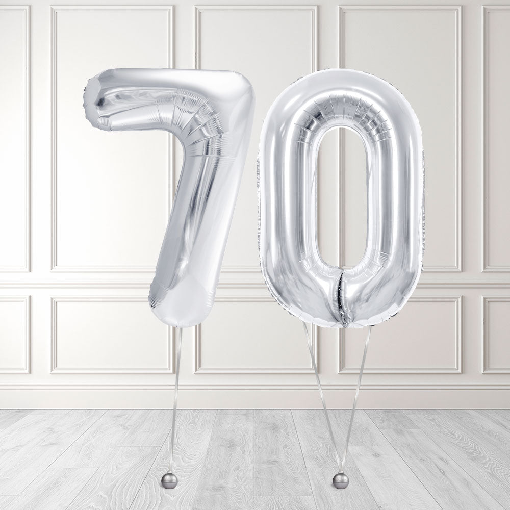 Tallballong Kit Sølv med Helium - Velg ditt tall