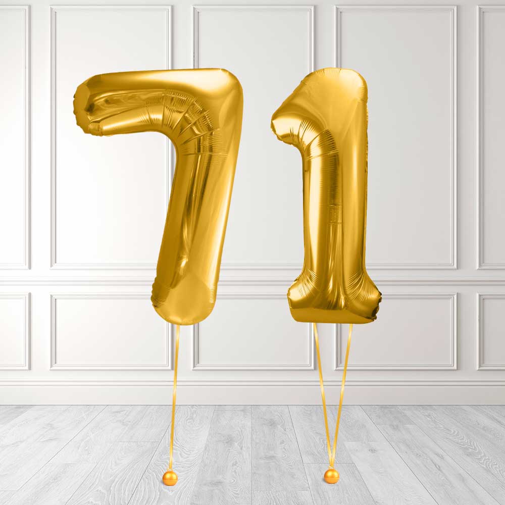 Tallballong Kit Gull med Helium - Velg ditt tall