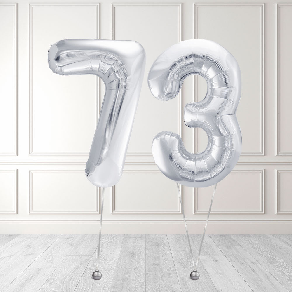 Tallballong Kit Sølv med Helium - Velg ditt tall