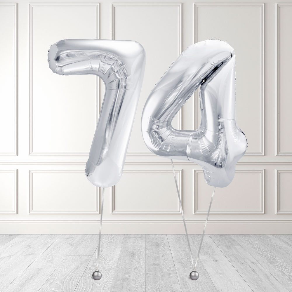 Tallballong Kit Sølv med Helium - Velg ditt tall