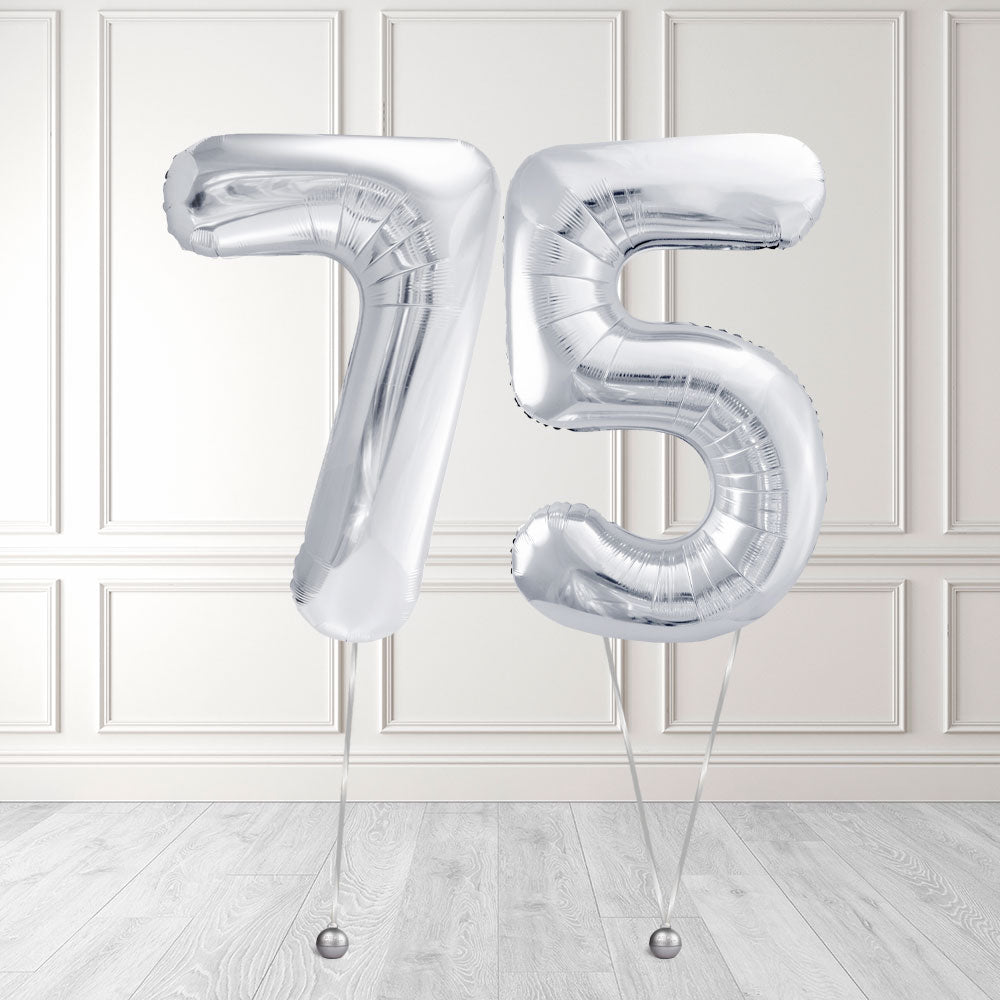 Tallballong Kit Sølv med Helium - Velg ditt tall