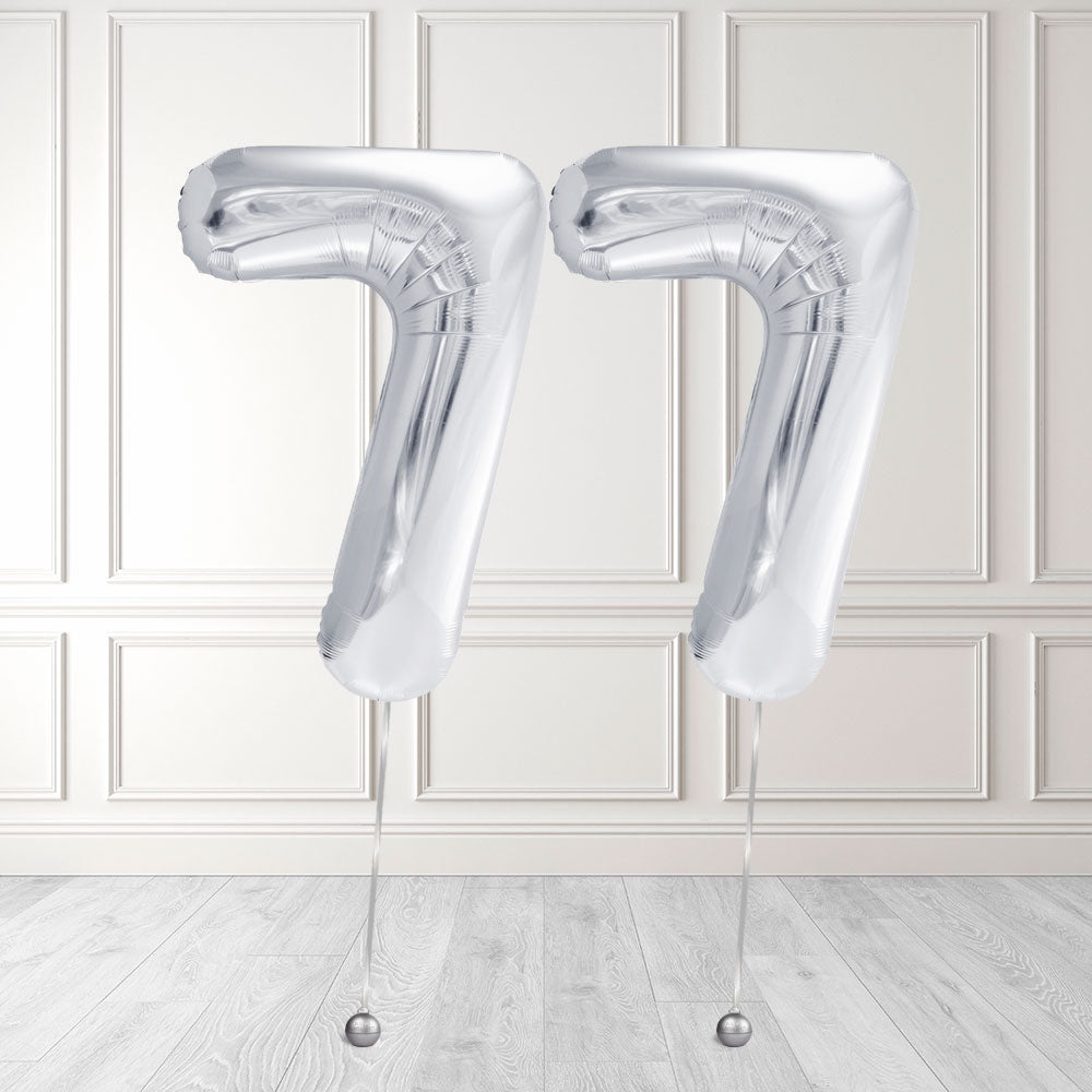 Tallballong Kit Sølv med Helium - Velg ditt tall