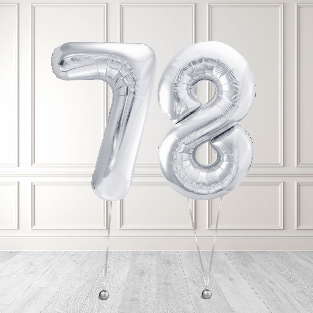Tallballong Kit Sølv med Helium - Velg ditt tall