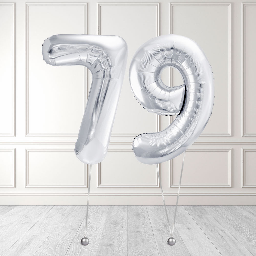 Tallballong Kit Sølv med Helium - Velg ditt tall
