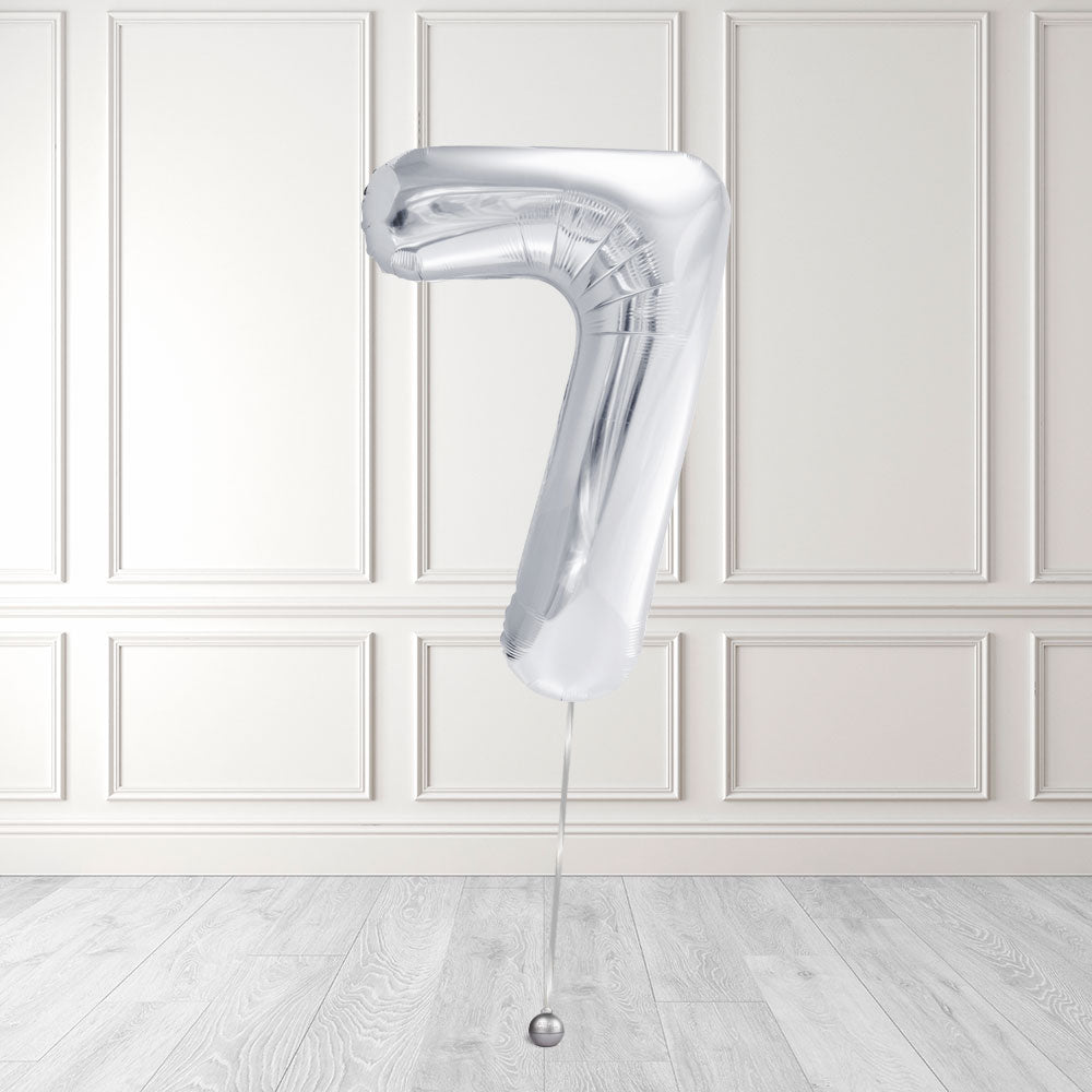 Tallballong Kit Sølv med Helium - Velg ditt tall
