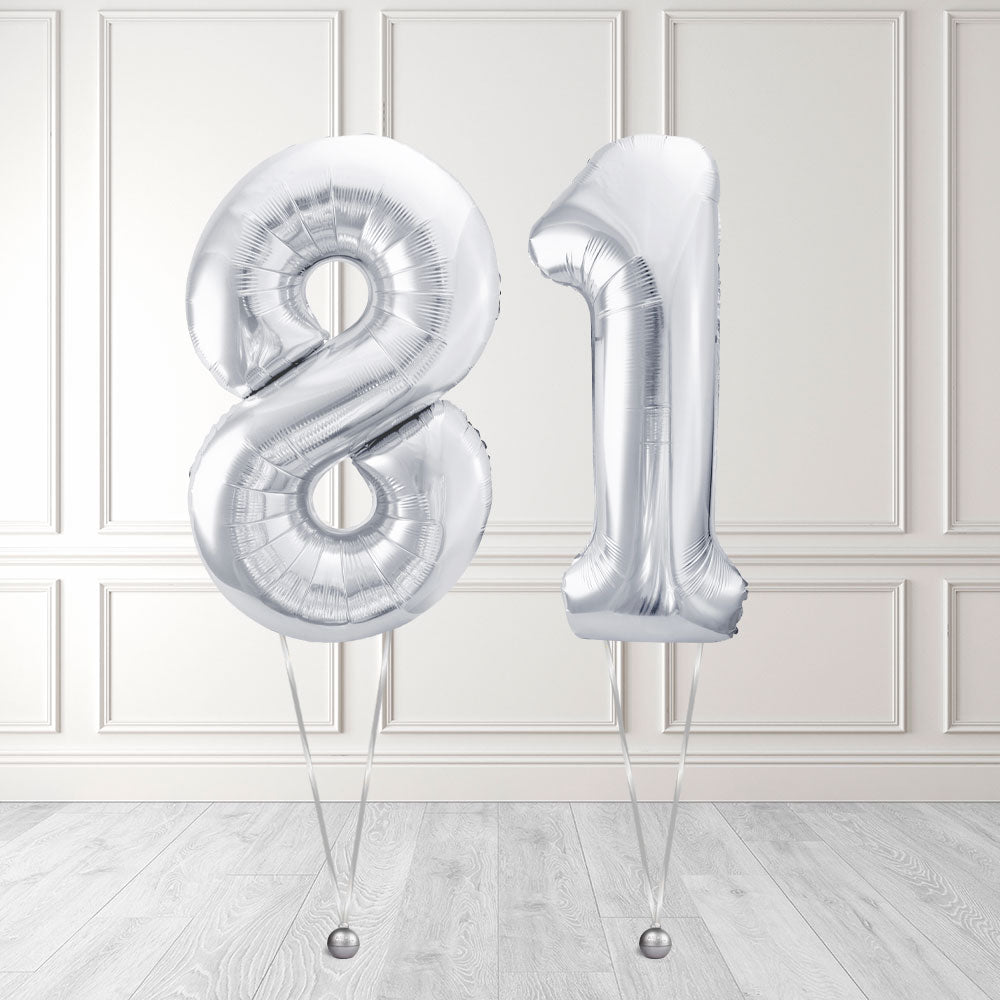 Tallballong Kit Sølv med Helium - Velg ditt tall