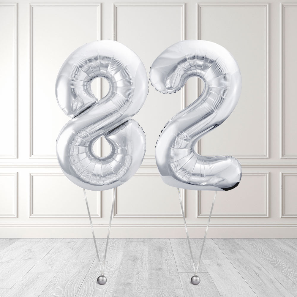 Tallballong Kit Sølv med Helium - Velg ditt tall