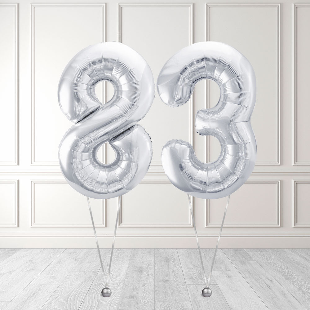 Tallballong Kit Sølv med Helium - Velg ditt tall