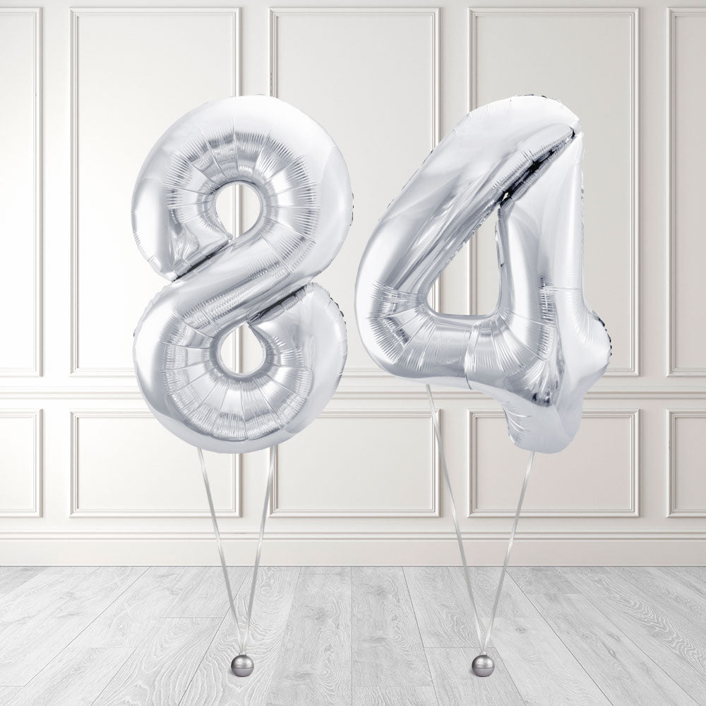 Tallballong Kit Sølv med Helium - Velg ditt tall