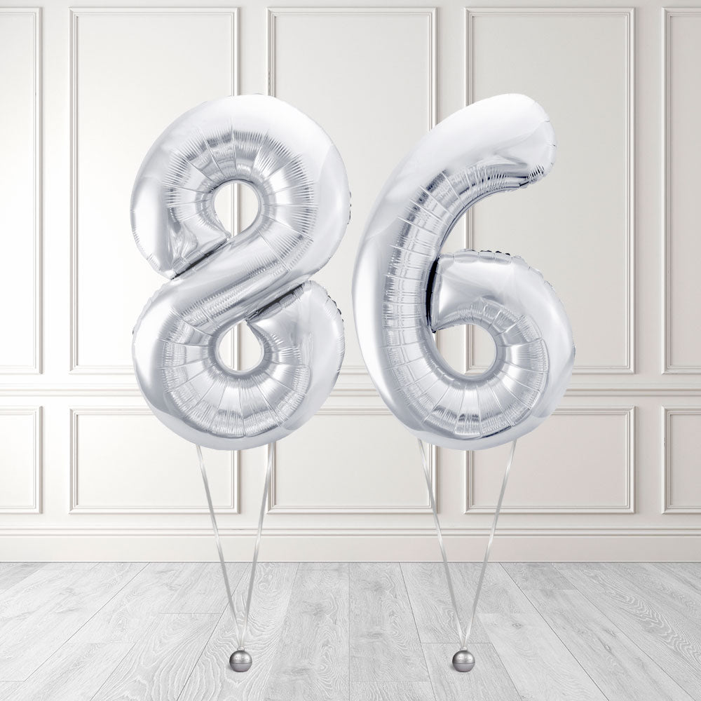Tallballong Kit Sølv med Helium - Velg ditt tall