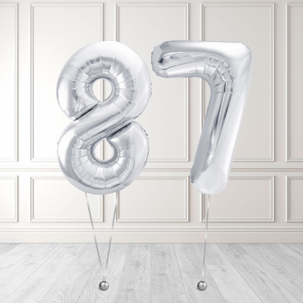 Tallballong Kit Sølv med Helium - Velg ditt tall