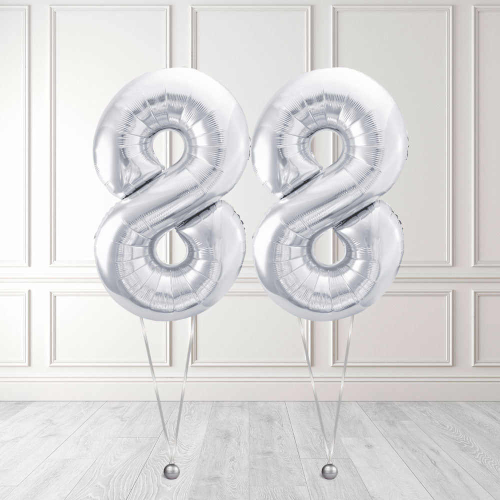 Tallballong Kit Sølv med Helium - Velg ditt tall