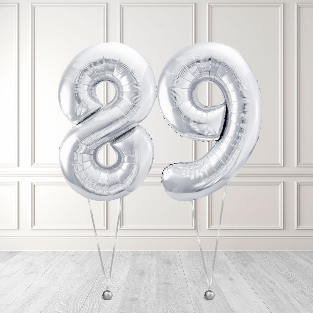 Tallballong Kit Sølv med Helium - Velg ditt tall
